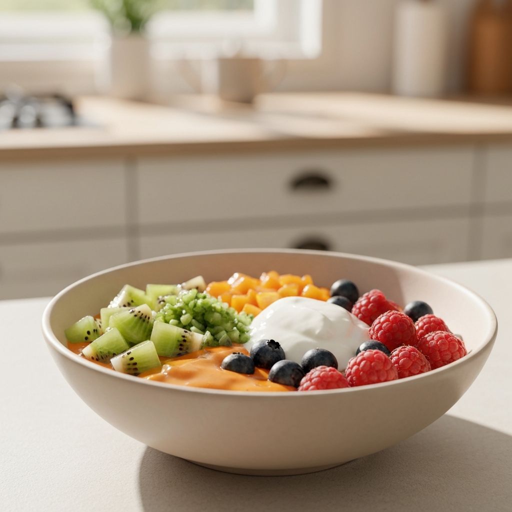 Smoothie bowl z owocami i zielenią